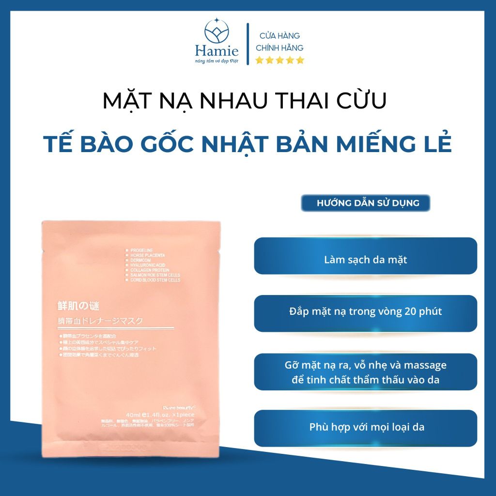 Mặt Nạ Cuống Rốn Nhau Thai Cừu Tế Bào Gốc Nhật Bản Miếng Lẻ