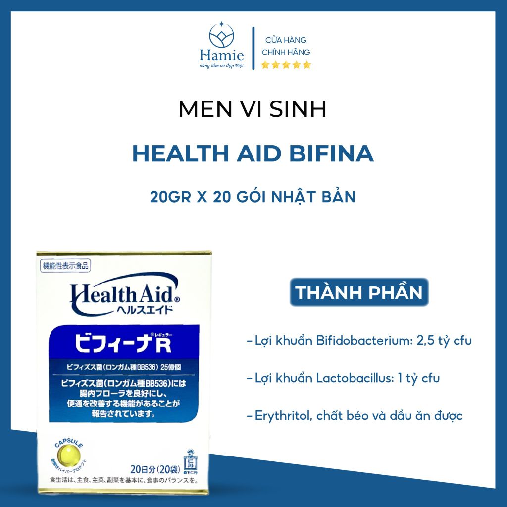 Men Bifina Health Aid Hỗ Trợ Tiêu Hóa 20gr x 20 Gói Nhật Bản
