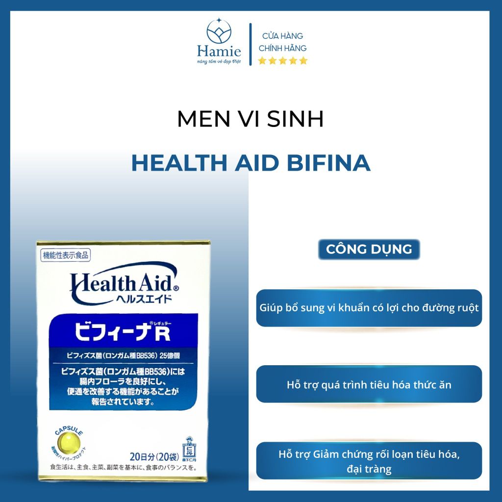 Men Bifina Health Aid Hỗ Trợ Tiêu Hóa 20gr x 20 Gói Nhật Bản