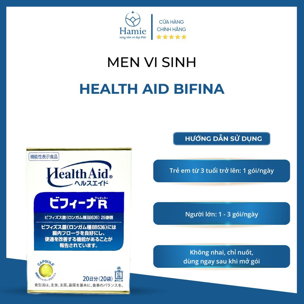 Men Bifina Health Aid Hỗ Trợ Tiêu Hóa 20gr x 20 Gói Nhật Bản
