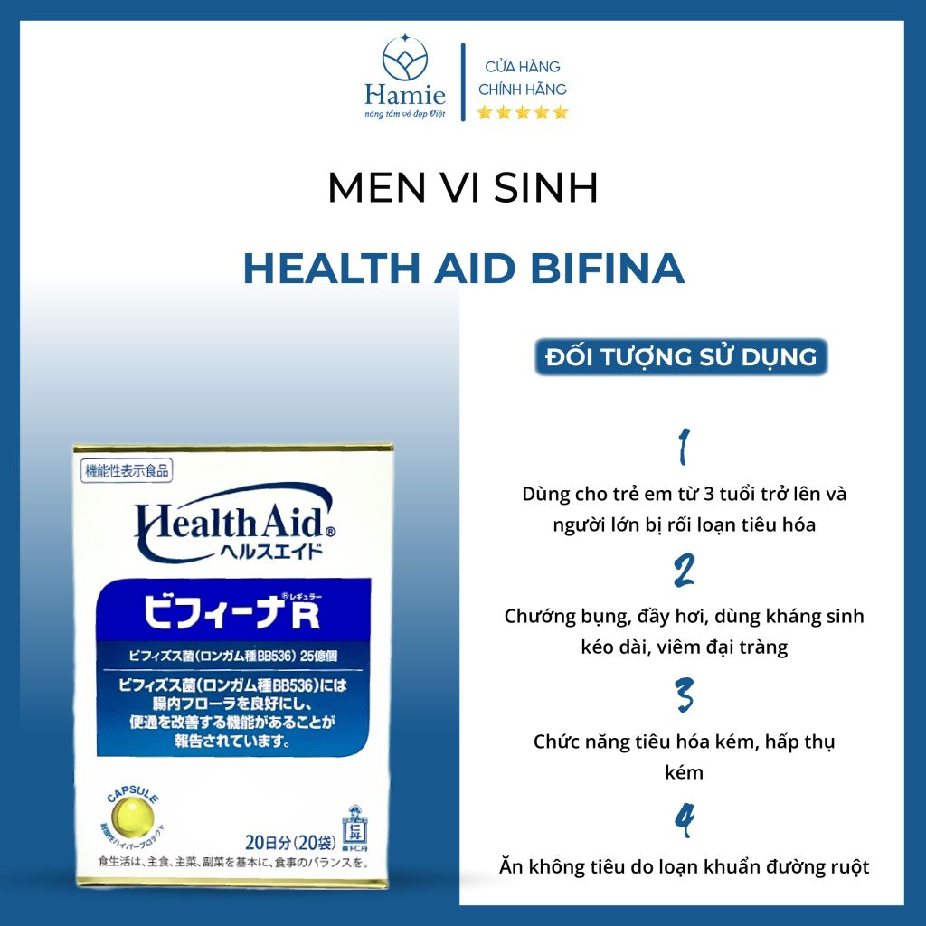 Men Bifina Health Aid Hỗ Trợ Tiêu Hóa 20gr x 20 Gói Nhật Bản