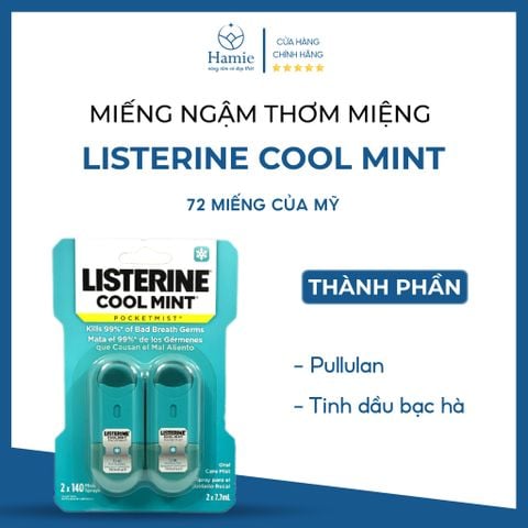 Giấy Ngậm Listerine Thơm Miệng Cool Mint 72 Miếng Của Mỹ