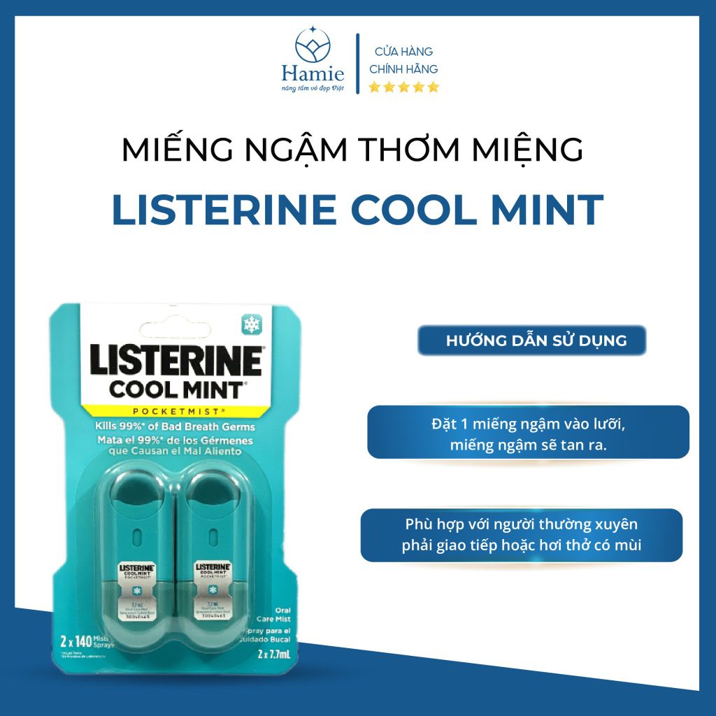 Giấy Ngậm Listerine Thơm Miệng Cool Mint 72 Miếng Của Mỹ