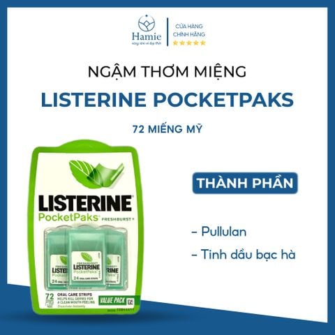 Miếng Ngậm Thơm Miệng Listerine Pocketpaks 72 Miếng Của Mỹ
