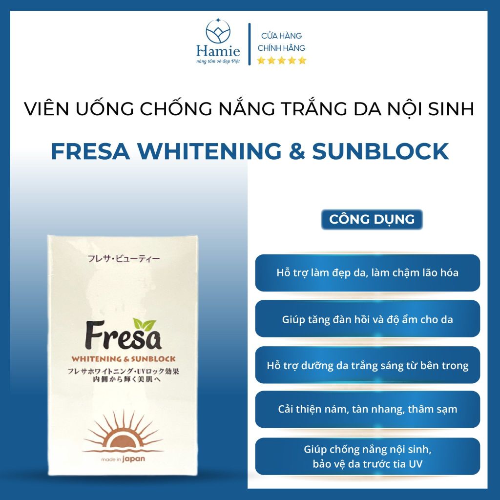 Viên Uống Trắng Da Chống Nắng Fresa Whitening & Sunblock 90 Viên Nhật Bản