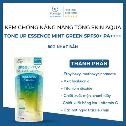 Skin AQua Xanh Mint Kem Chống Nắng Tone Up Essence Mint Green Nhật Bản
