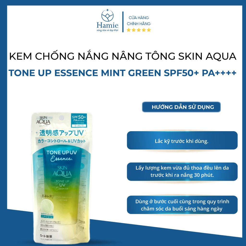 Skin AQua Xanh Mint Kem Chống Nắng Tone Up Essence Mint Green Nhật Bản