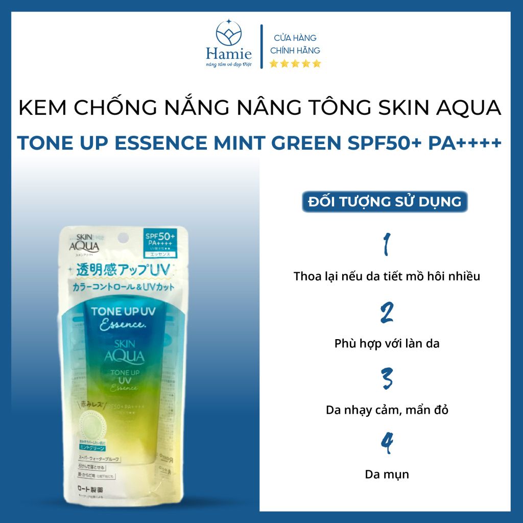 Skin AQua Xanh Mint Kem Chống Nắng Tone Up Essence Mint Green Nhật Bản
