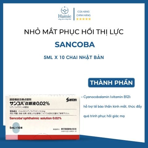 Nhỏ Mắt Sancoba 5ml Phục Hồi Thị Lực x 10 Chai Nhật Bản