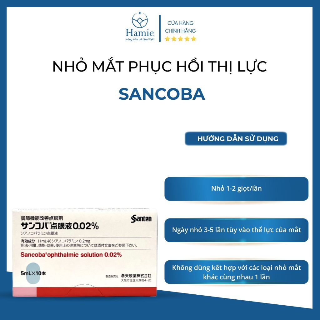 Nhỏ Mắt Sancoba 5ml Phục Hồi Thị Lực x 10 Chai Nhật Bản