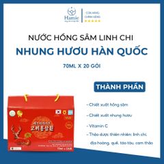 Nước Hồng Sâm Linh Chi Nhung Hươu Hàn Quốc 70ml x 20 Gói
