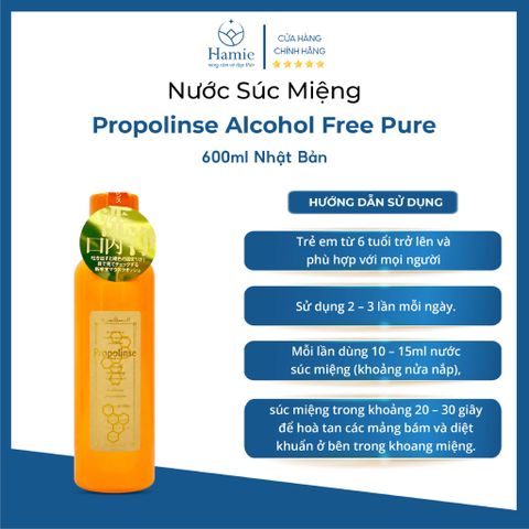Nước Súc Miệng Propolinse Alcohol Free Pure 600ml Nhật Bản