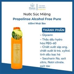 Nước Súc Miệng Propolinse Alcohol Free Pure 600ml Nhật Bản