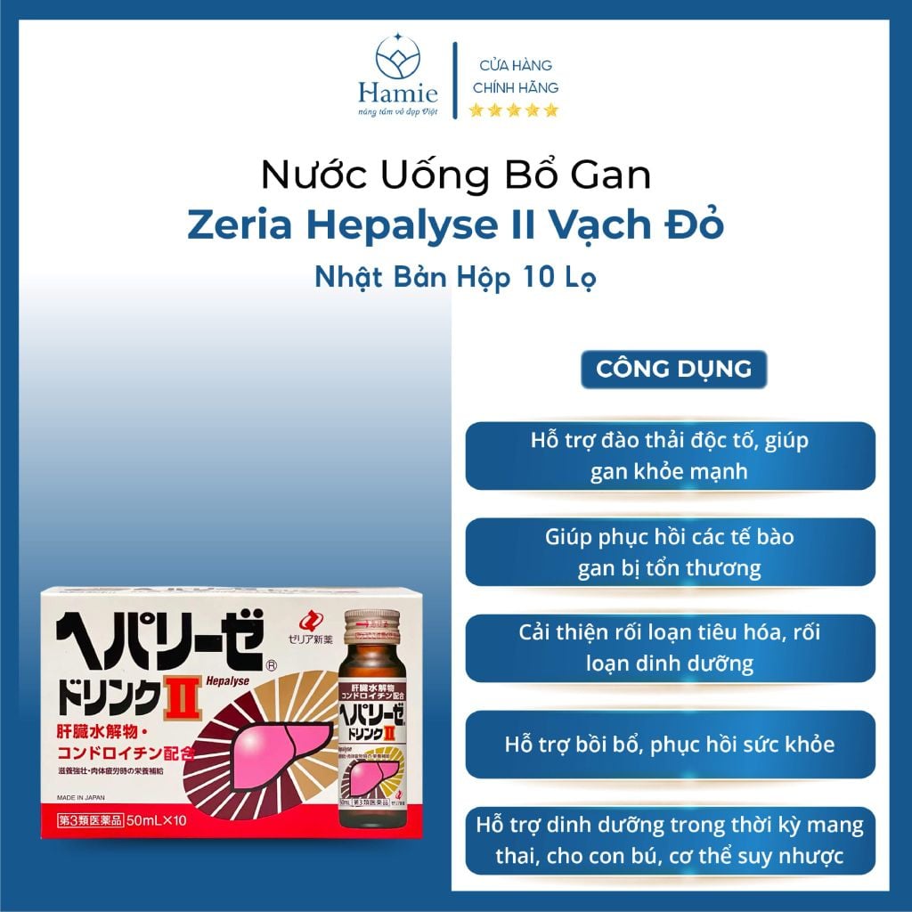Nước Uống Bổ Gan Zeria Hepalyse II Vạch Đỏ Nhật Bản Hộp 10 Lọ