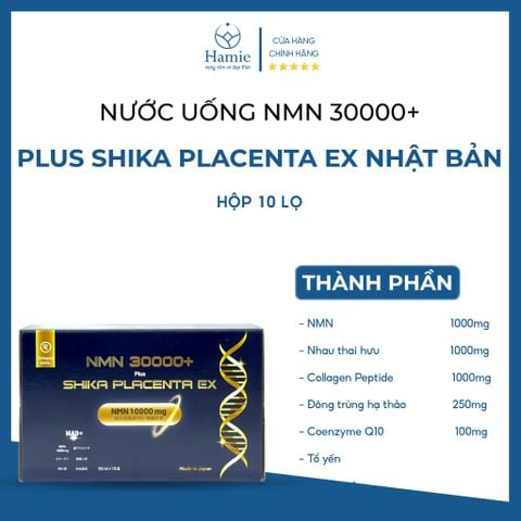 Nước Uống Tế Bào Gốc Nhau Thai NMN 30000+ Plus Shika 50ml x 10 Lọ Nhật Bản