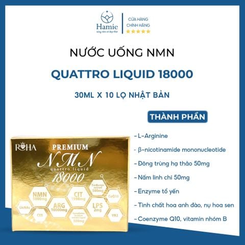 NMN dạng nước Quattro Liquid 18000 30ml x 10 Lọ Nhật Bản