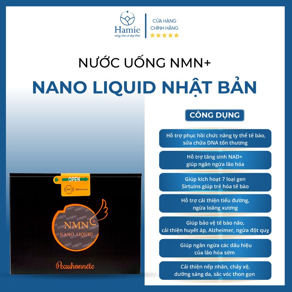 Nước Uống Trẻ Hóa Ty Thể NMN+ Nano Liquid 30ml x 12 Lọ Nhật Bản