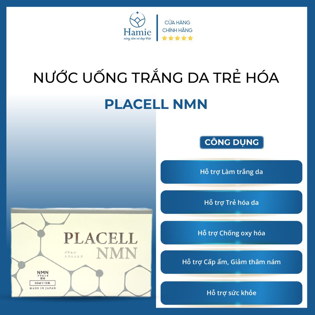 Nước Uống Trẻ Hóa Ty Thể NMN+  Placell 50ml x 10 Lọ Nhật Bản