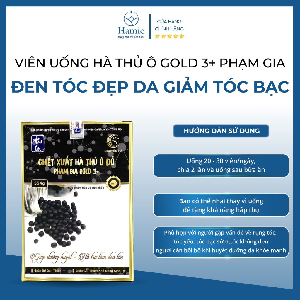 Viên Uống Tóc Bạc Hà Thủ Ô Đỏ Đen Tóc Đẹp Da 554gr Việt Nam