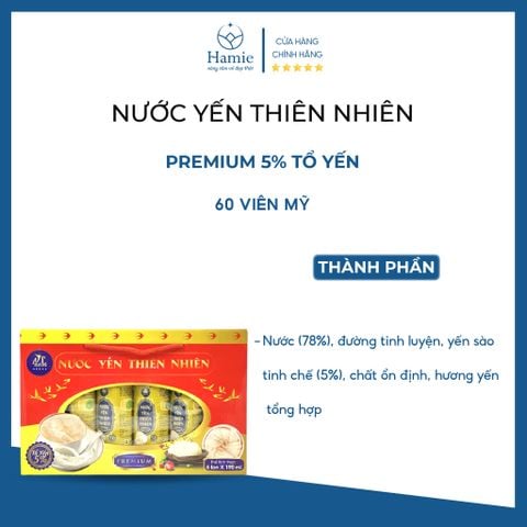 Nước Yến Thiên Nhiên Premium 5% Tổ Yến 190ml x 6 Lon Việt Nam