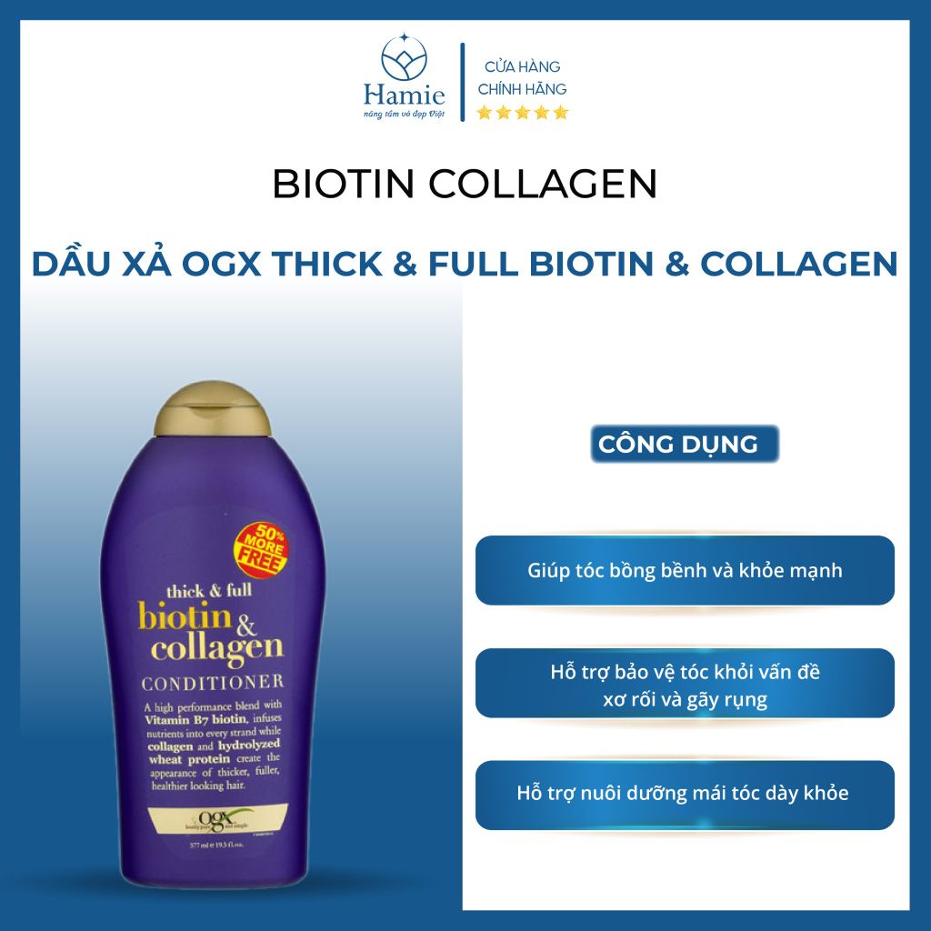 Dầu Xả Biotin Tím OGX Thick & Full 577ml Mỹ