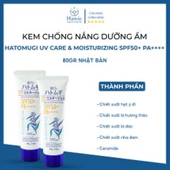 Hatomugi Dưỡng Ẩm Chống Nắng UV Care & Moisturizing 80gr Nhật Bản