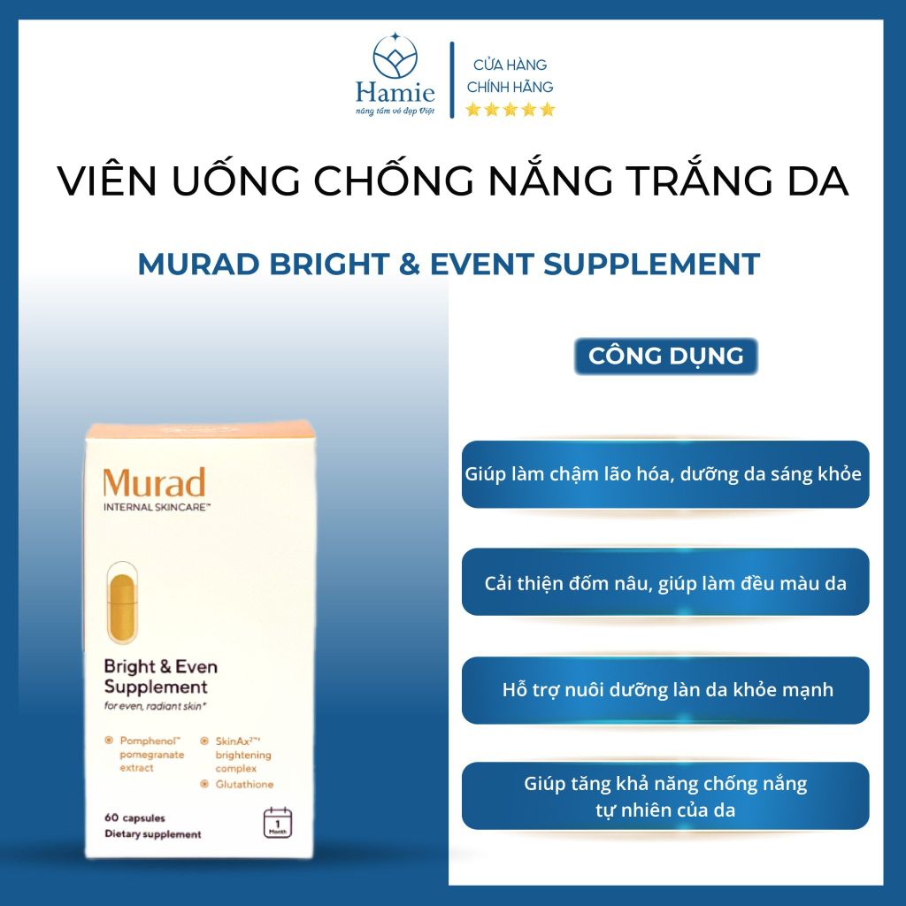 Viên Uống Murad Trắng Da Bright & Event Supplement 60 Viên Mỹ