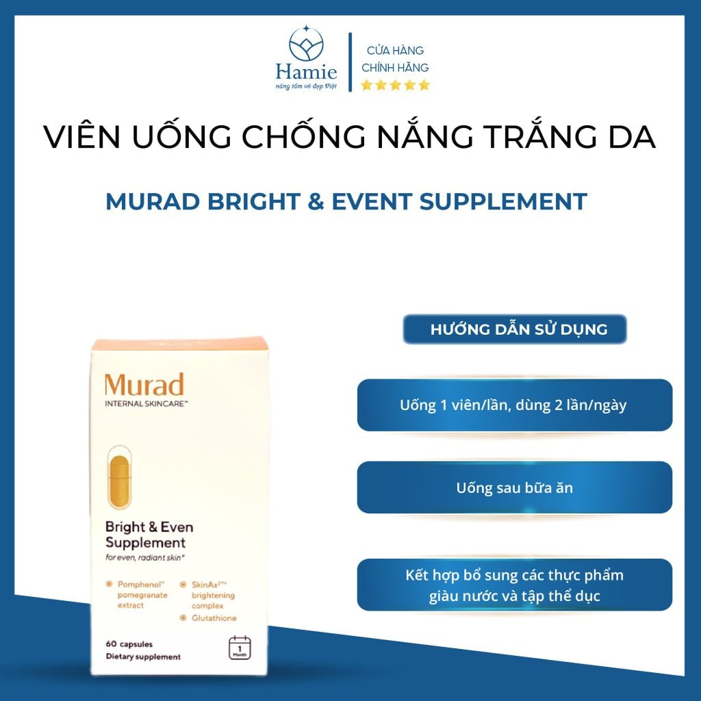 Viên Uống Murad Trắng Da Bright & Event Supplement 60 Viên Mỹ