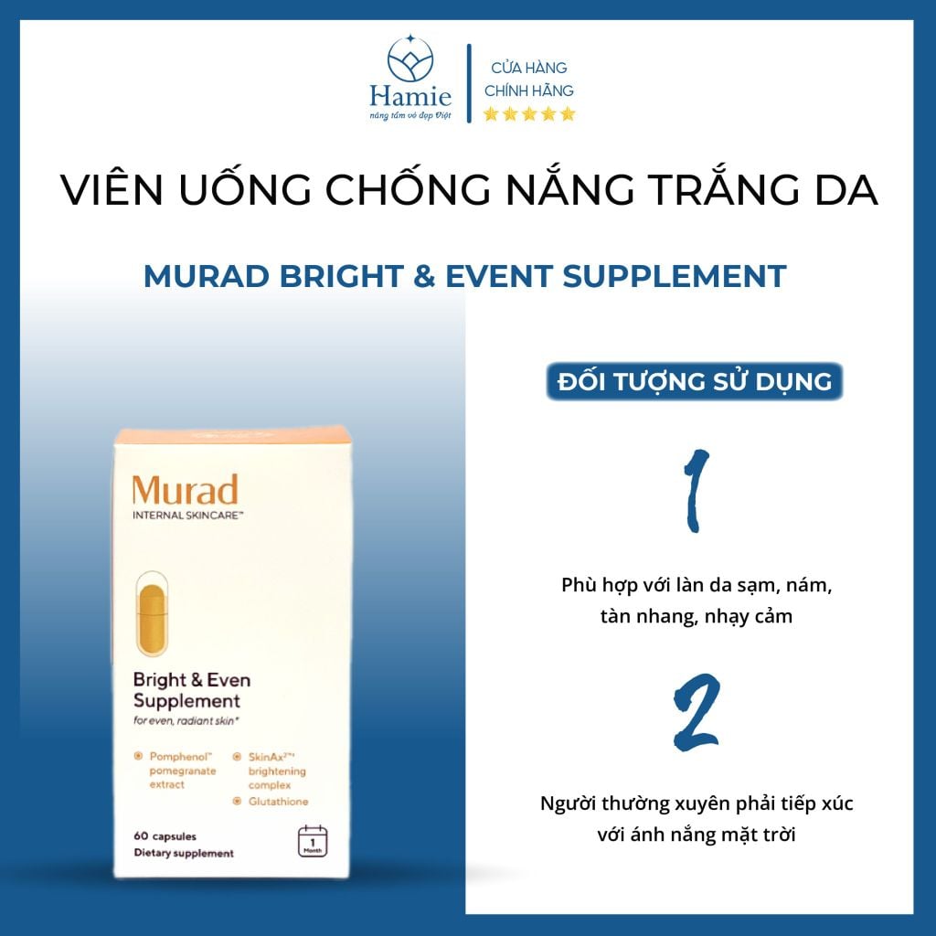 Viên Uống Murad Trắng Da Bright & Event Supplement 60 Viên Mỹ