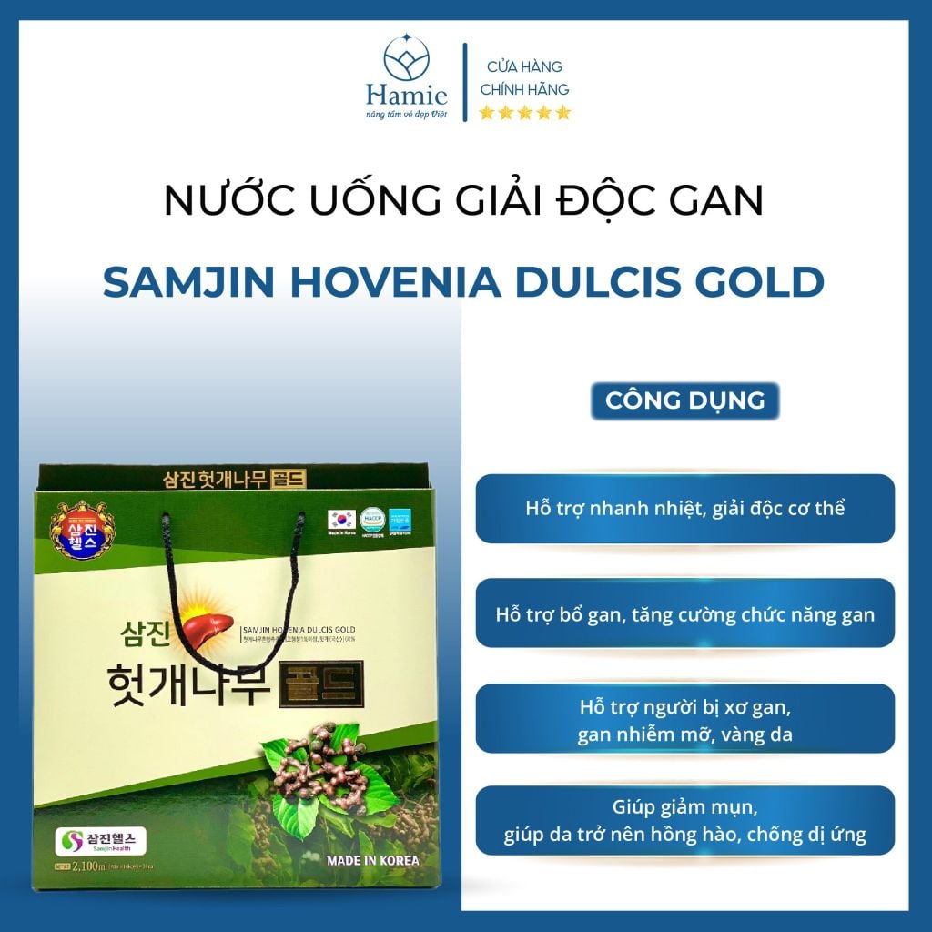 Giải Độc Gan Dạng Nước Samjin Hovenia Dulcis Gold 70ml x 30 Gói Hàn Quốc