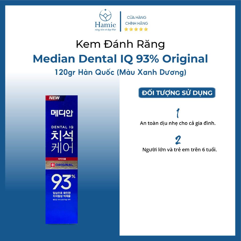 Kem Đánh Răng Median Dental IQ 93% Original 120gr Hàn Quốc (Màu Xanh Dương)