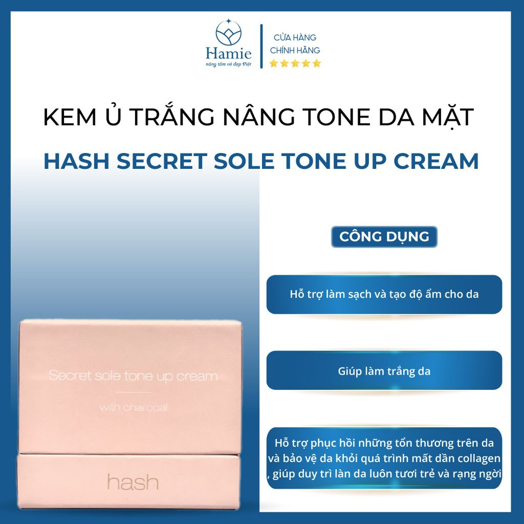 Kem Ủ Trắng Nâng Tone Da Mặt Hash Secret Sole Tone Up Cream 50gr Hàn Quốc