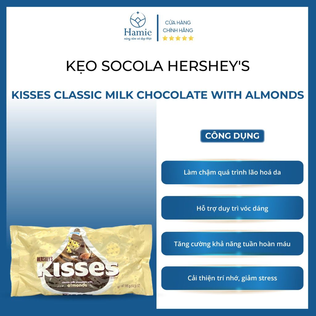 Kẹo Socola Hershey's Kisses Classic Milk 300gr Malaysia