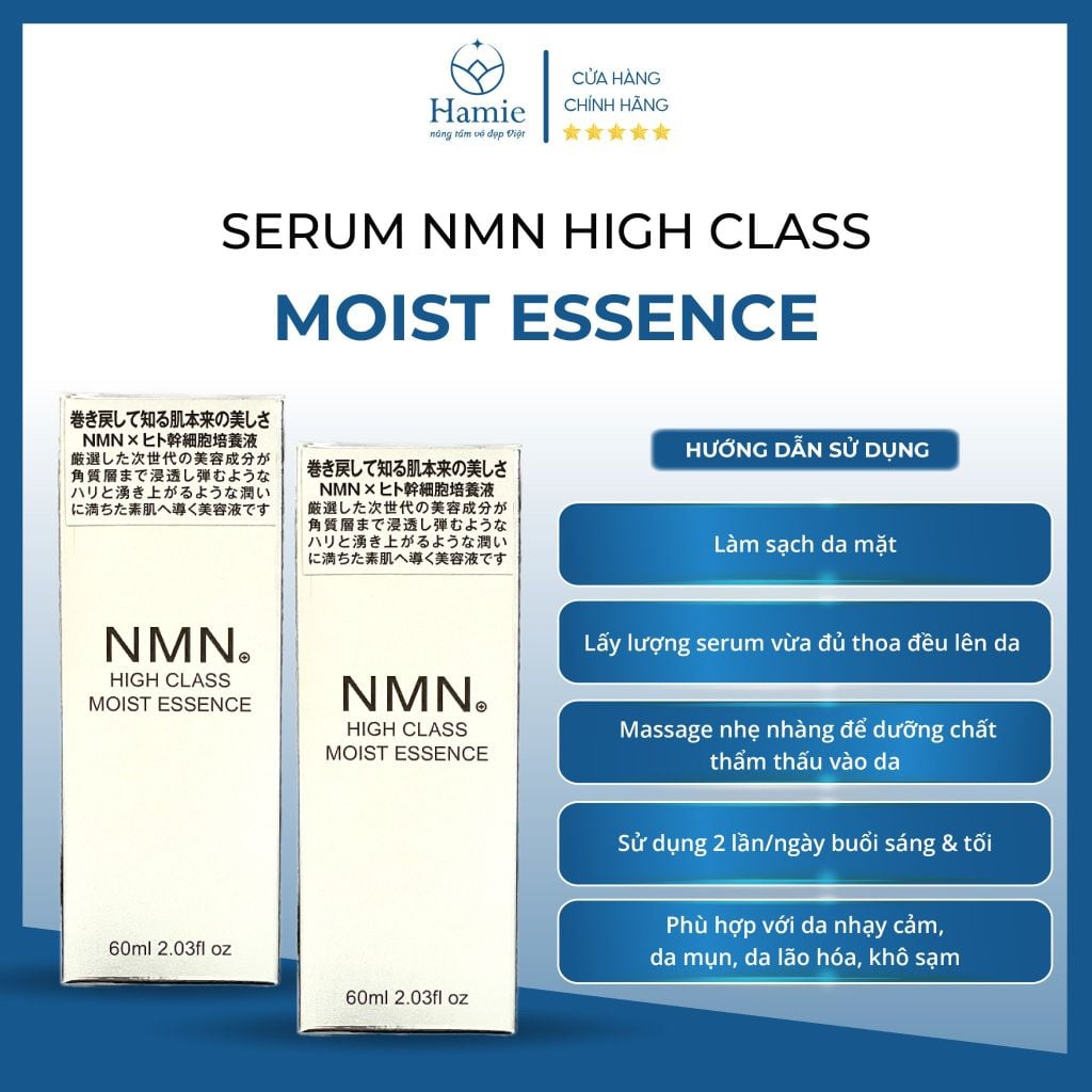 Serum NMN High Class Moist Essence 60ml Nhật Bản - Cấp Ẩm, Dưỡng Trắng Và Trẻ Hóa Da