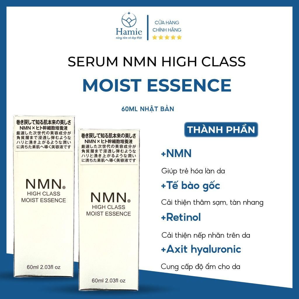 Serum NMN High Class Moist Essence 60ml Nhật Bản - Cấp Ẩm, Dưỡng Trắng Và Trẻ Hóa Da