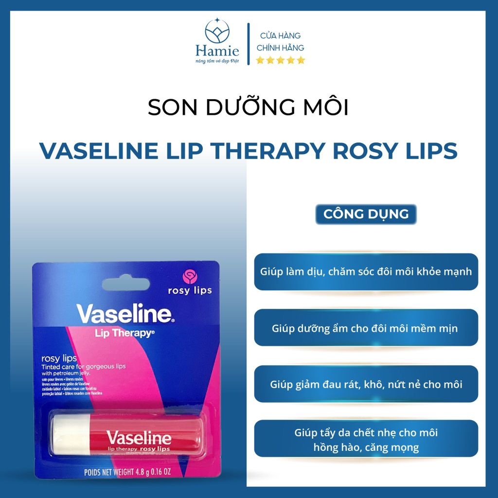 Son Dưỡng Có Màu Vaseline Lip Therapy Rosy Lips 4.8gr Hàn Quốc