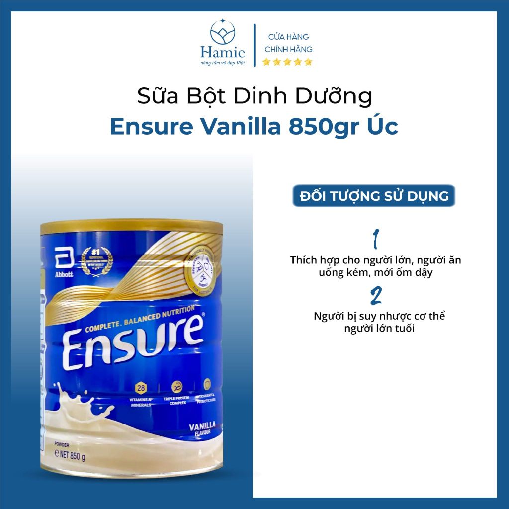 Sữa Bột Dinh Dưỡng Ensure Vanilla 850gr Úc