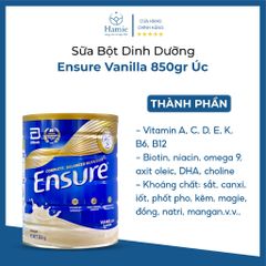 Sữa Bột Dinh Dưỡng Ensure Vanilla 850gr Úc