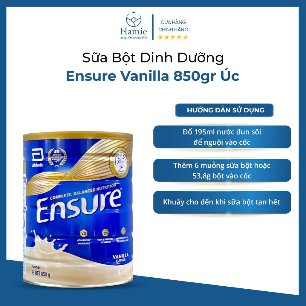 Sữa Bột Dinh Dưỡng Ensure Vanilla 850gr Úc
