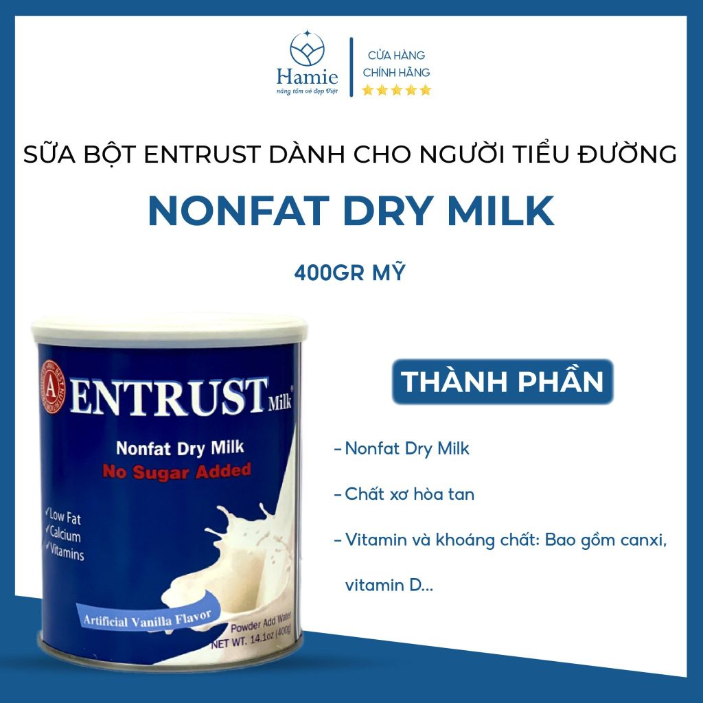 Sữa Entrust 400gr Dành Cho Người Tiểu Đường Nonfat Dry Milk Mỹ