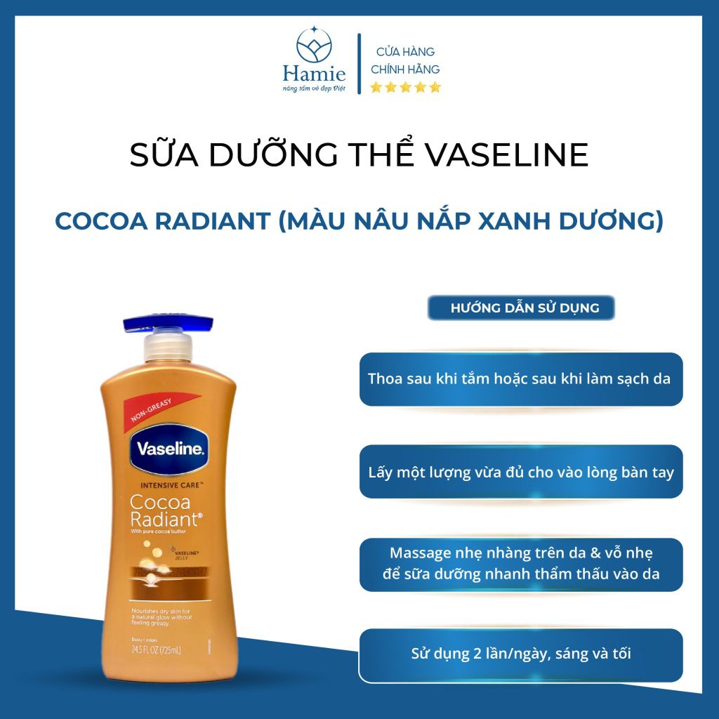 Sữa Dưỡng Thể Vaseline Cocoa Radiant 725ml Mỹ