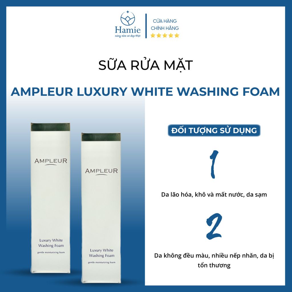 Sữa Rửa Mặt Ampleur Luxury White Washing Foam 130gr Nhật Bản