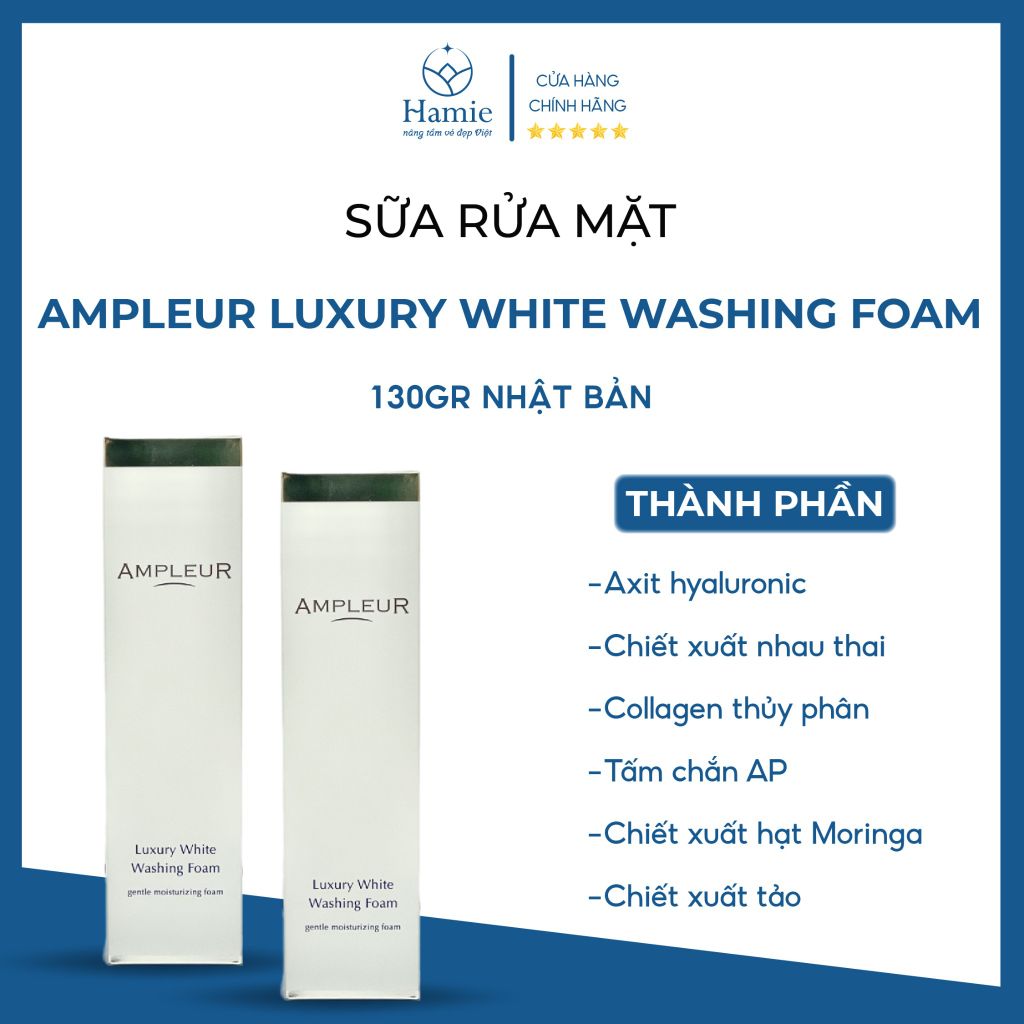 Sữa Rửa Mặt Ampleur Luxury White Washing Foam 130gr Nhật Bản