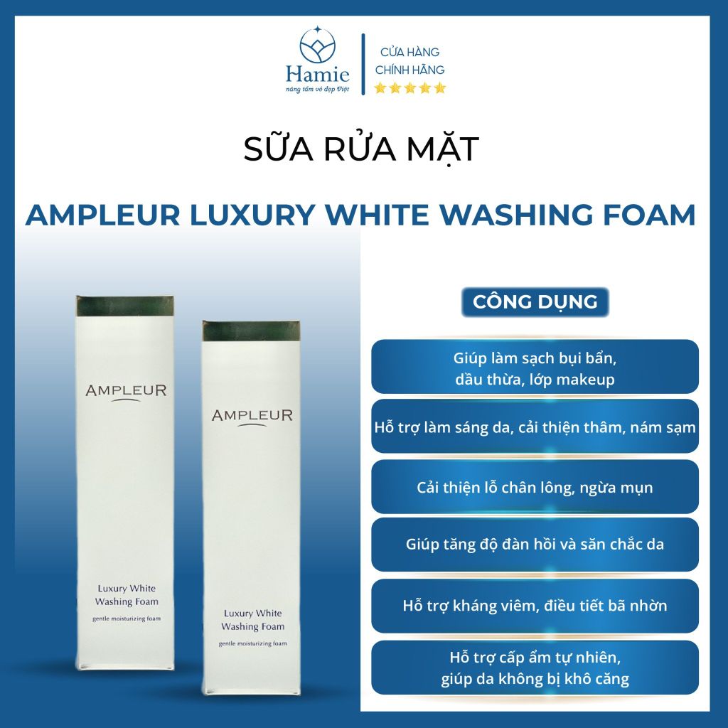 Sữa Rửa Mặt Ampleur Luxury White Washing Foam 130gr Nhật Bản