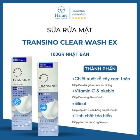 Sữa Rửa Mặt Transino 100gr Clear Wash Ex Nhật Bản