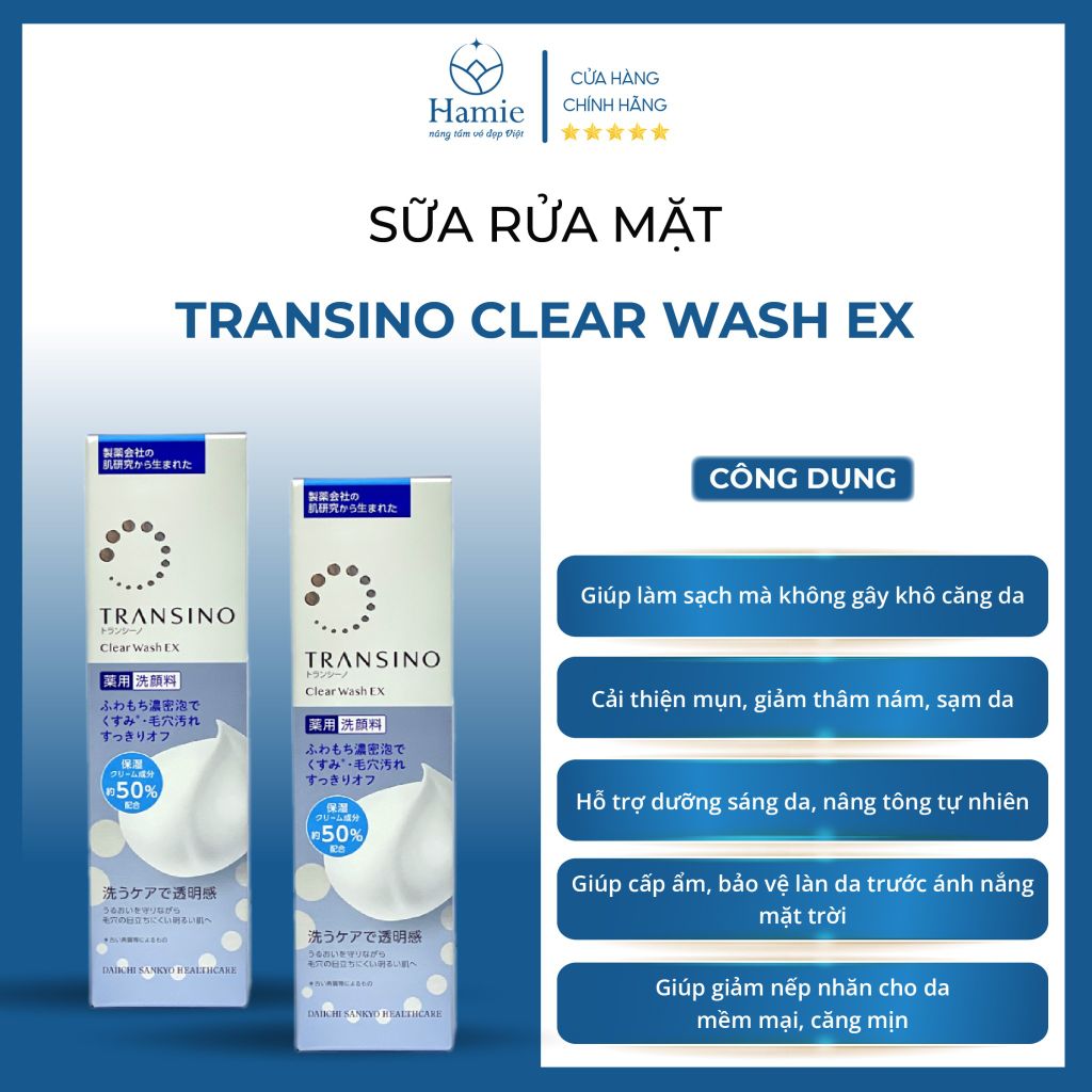 Sữa Rửa Mặt Transino 100gr Clear Wash Ex Nhật Bản