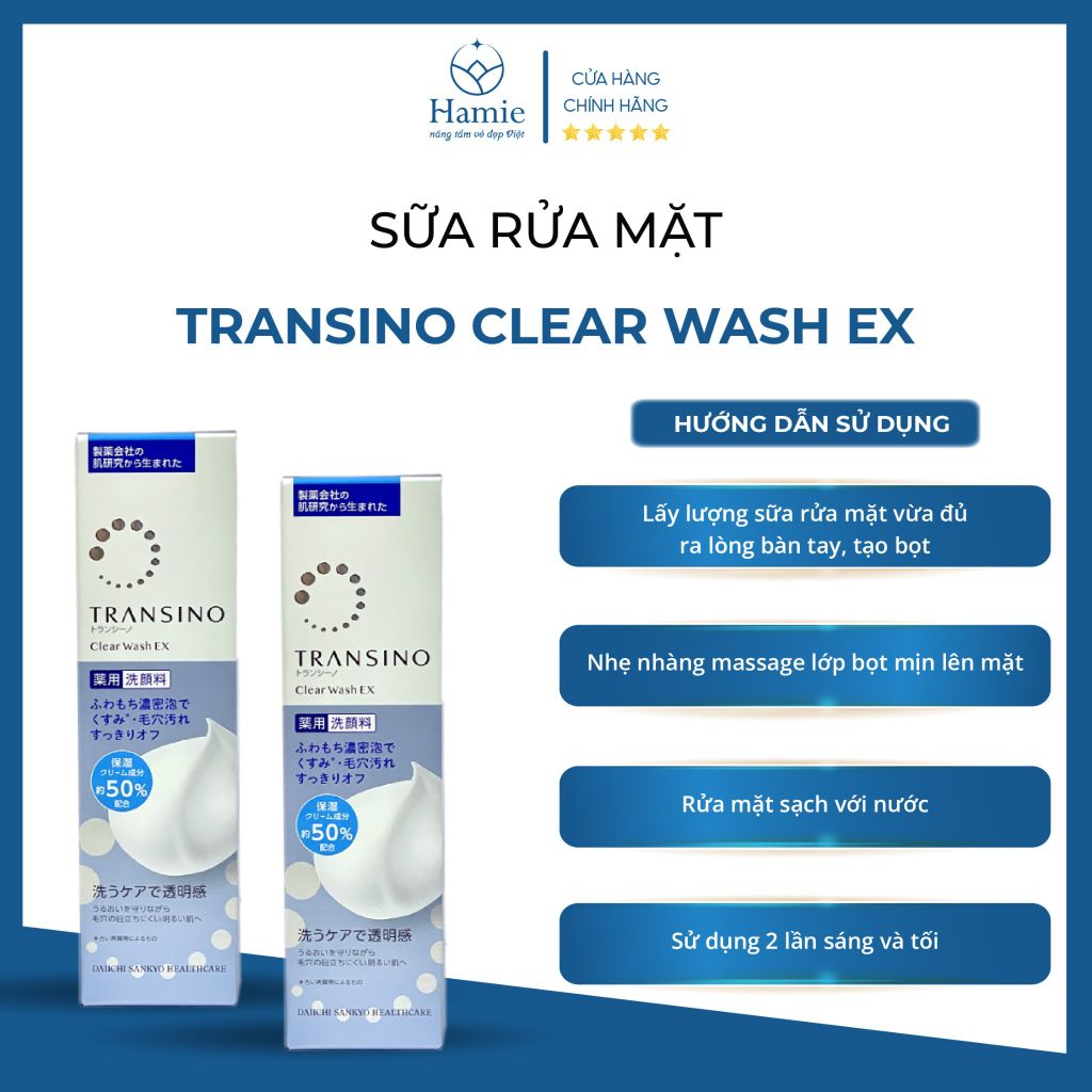 Sữa Rửa Mặt Transino 100gr Clear Wash Ex Nhật Bản
