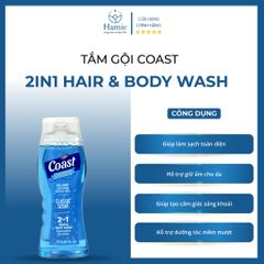 Tắm Gội Coast 2in1 Hair & Body Wash  532ml Mỹ