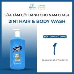 Sữa Tắm Gội Dành Cho Nam Coast 2in1 Hair & Body Wash 946ml Mỹ