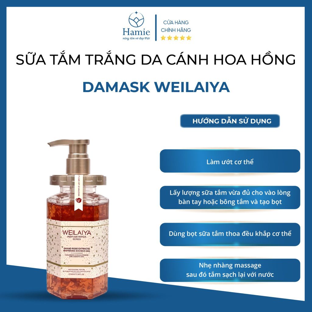 Sữa Tắm Weilaiya Hoa Hồng Damask 450ml Hồng Kông